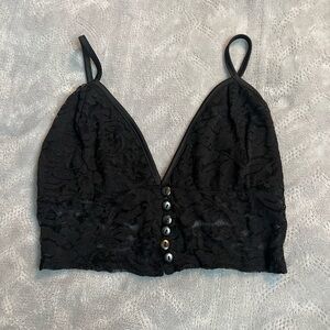 Missguided Black Lace Bralette with Button Detail